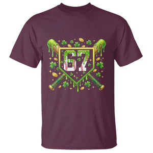 Funny St Patricks Day 67 Six Seven Baseball Ice Cream Drip T Shirt TS11 Maroon Print Your Wear