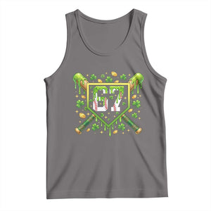Funny St Patricks Day 67 Six Seven Baseball Ice Cream Drip Tank Top TS11 Deep Heather Print Your Wear