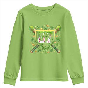 Funny St Patricks Day 67 Six Seven Baseball Ice Cream Drip Youth Sweatshirt TS11 Lime Print Your Wear