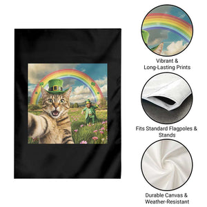 St Patricks Day Cat Selfie with Leprechaun Garden Flag TS11 Print Your Wear