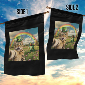St Patricks Day Cat Selfie with Leprechaun Garden Flag TS11 Print Your Wear