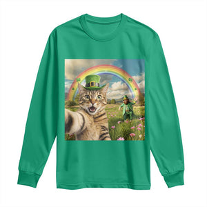 St Patricks Day Cat Selfie with Leprechaun Long Sleeve Shirt TS11 Irish Green Print Your Wear