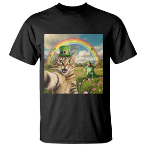 St Patricks Day Cat Selfie with Leprechaun T Shirt TS11 Black Print Your Wear
