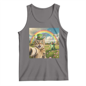 St Patricks Day Cat Selfie with Leprechaun Tank Top TS11 Deep Heather Print Your Wear