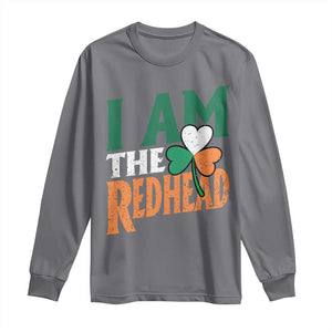 Funny Irish St Patrick's Day I Am The Redhead Long Sleeve Shirt Ireland Flag Shamrock TS11 Charcoal Print Your Wear