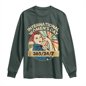 International Women's Day IWD 8 March 2025 Long Sleeve Shirt TS11 Dark Forest Green Print Your Wear