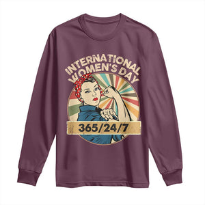 International Women's Day IWD 8 March 2025 Long Sleeve Shirt TS11 Maroon Print Your Wear