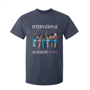 International Women's Day 2025 T Shirt For Kid Accelerate Action 8 March IWD TS11 Navy Print Your Wear