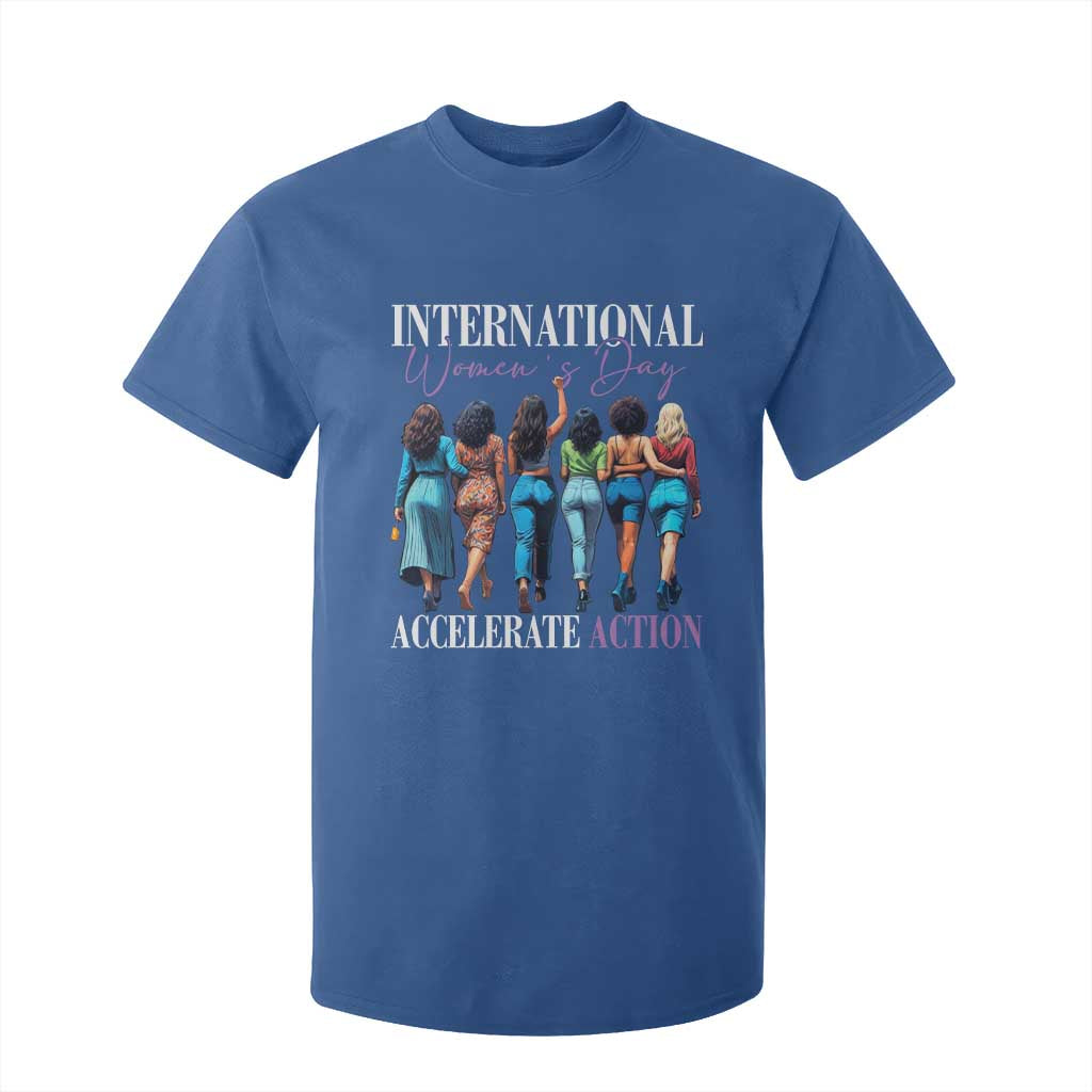 International Women's Day 2025 T Shirt For Kid Accelerate Action 8 March IWD TS11 Royal Blue Print Your Wear