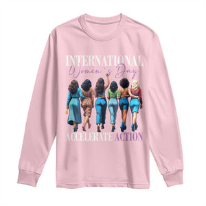 International Women's Day 2025 Long Sleeve Shirt Accelerate Action 8 March IWD TS11 Light Pink Print Your Wear