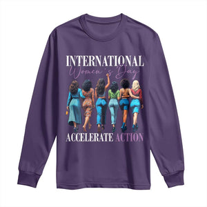 International Women's Day 2025 Long Sleeve Shirt Accelerate Action 8 March IWD TS11 Purple Print Your Wear