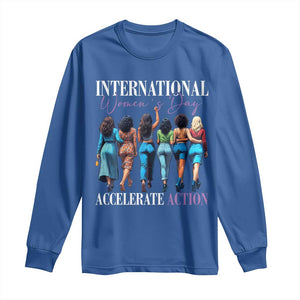 International Women's Day 2025 Long Sleeve Shirt Accelerate Action 8 March IWD TS11 Royal Blue Print Your Wear