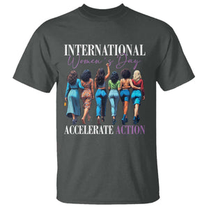 International Women's Day 2025 T Shirt Accelerate Action 8 March IWD TS11 Dark Heather Print Your Wear