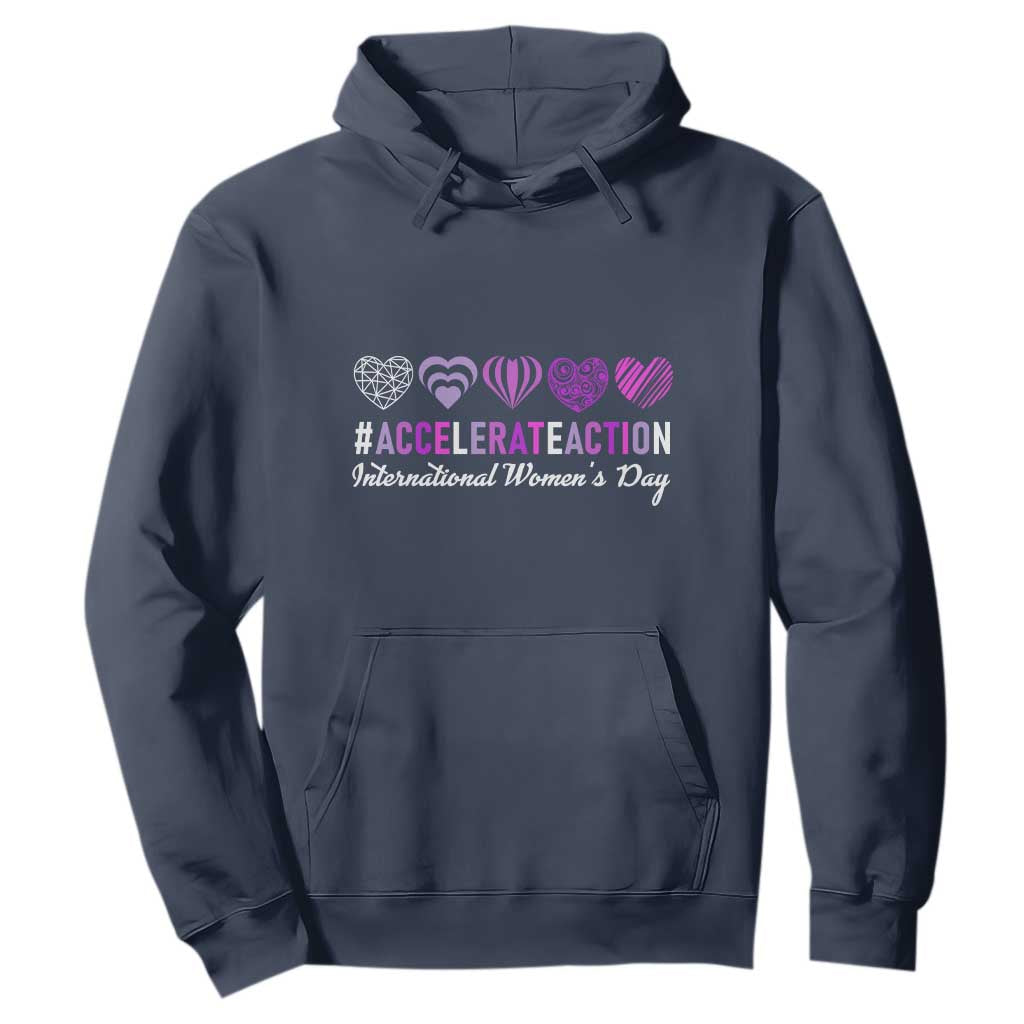 International Women's Day 2025 Hoodie Accelerate Action IWD 8 March TS11 Navy Print Your Wear