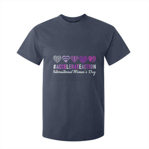 International Women's Day 2025 T Shirt For Kid Accelerate Action IWD 8 March TS11 Navy Print Your Wear
