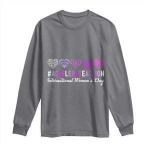 International Women's Day 2025 Long Sleeve Shirt Accelerate Action IWD 8 March TS11 Charcoal Print Your Wear