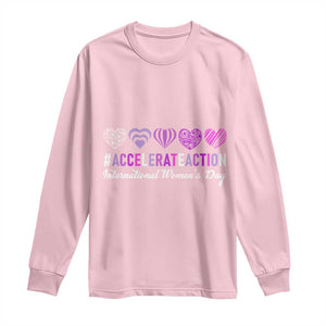 International Women's Day 2025 Long Sleeve Shirt Accelerate Action IWD 8 March TS11 Light Pink Print Your Wear