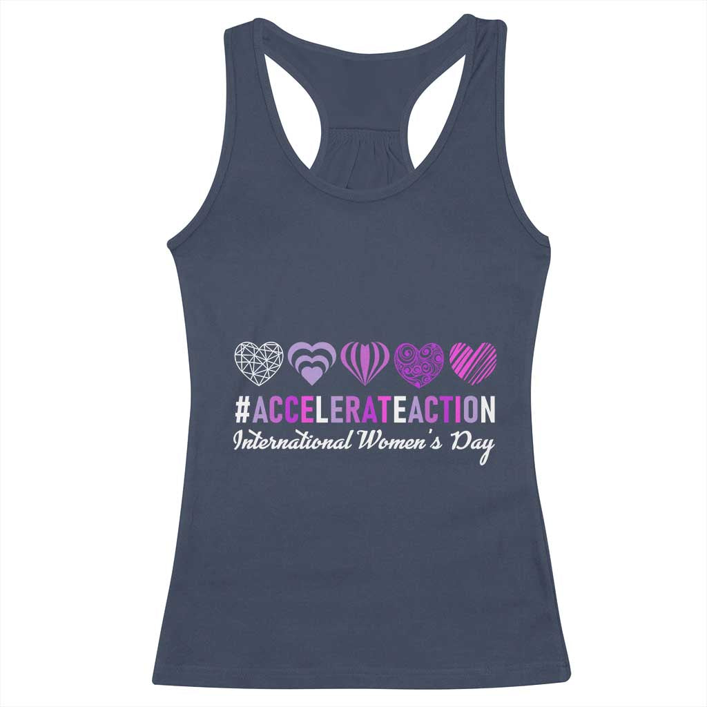 International Women's Day 2025 Racerback Tank Top Accelerate Action IWD 8 March TS11 Navy Print Your Wear