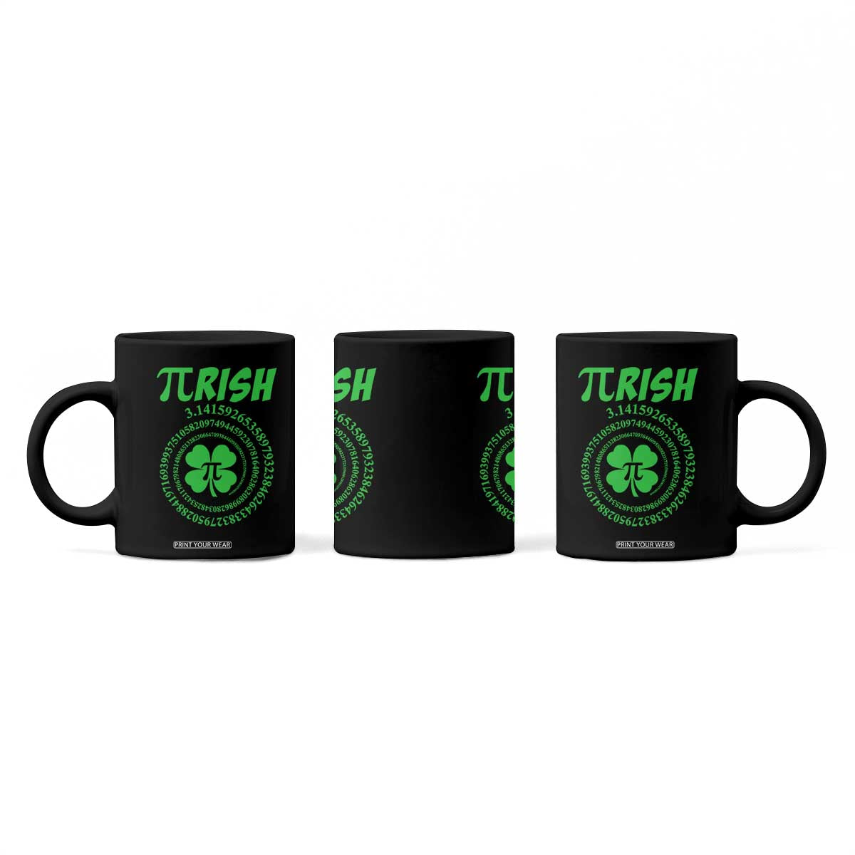 Funny St Patricks Day Pi Symbol Lover Coffee Mug Pirish 3,14 Pi Number Shamrock TS11 Print Your Wear