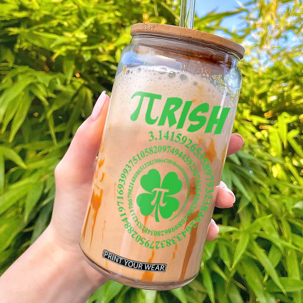 Funny St Patricks Day Pi Symbol Lover Glass Can Pirish 3,14 Pi Number Shamrock TS11 Black Print Your Wear