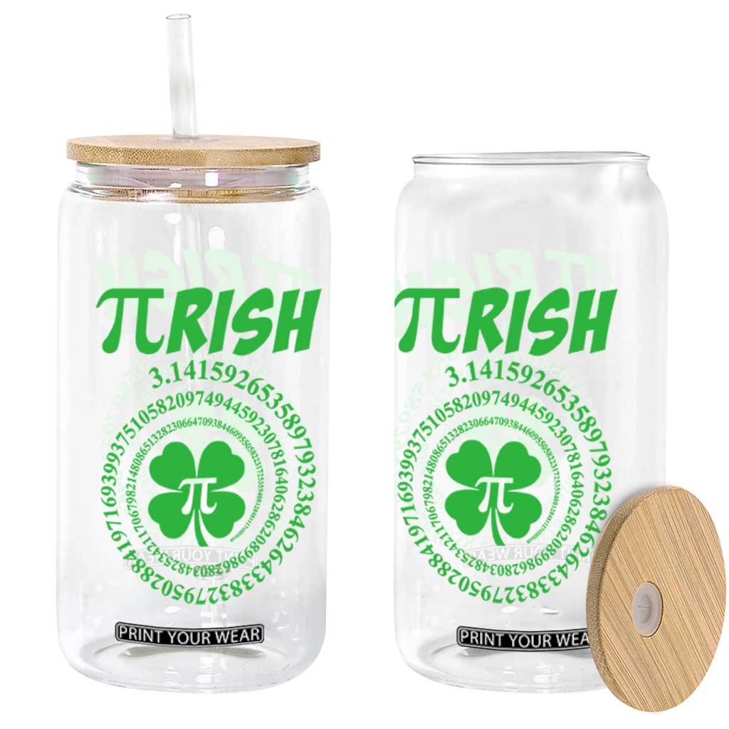Funny St Patricks Day Pi Symbol Lover Glass Can Pirish 3,14 Pi Number Shamrock TS11 Print Your Wear
