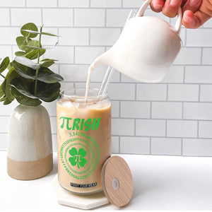 Funny St Patricks Day Pi Symbol Lover Glass Can Pirish 3,14 Pi Number Shamrock TS11 Print Your Wear