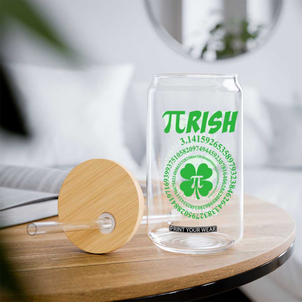 Funny St Patricks Day Pi Symbol Lover Glass Can Pirish 3,14 Pi Number Shamrock TS11 Print Your Wear