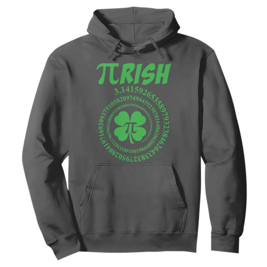Funny St Patricks Day Pi Symbol Lover Hoodie Pirish 3,14 Pi Number Shamrock TS11 Dark Heather Print Your Wear