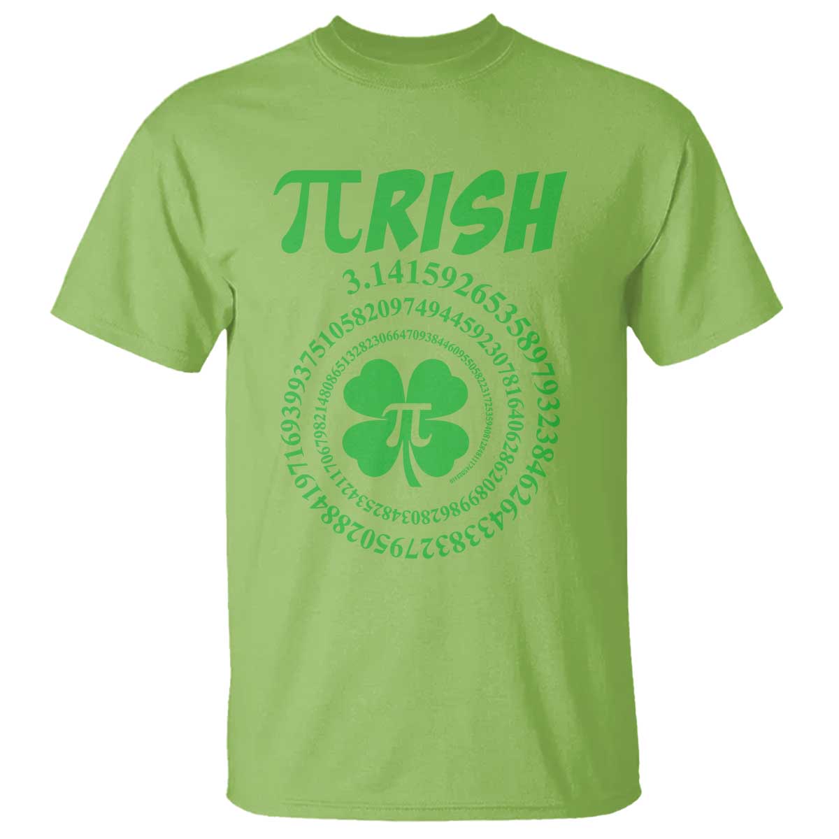 Funny St Patricks Day Pi Symbol Lover T Shirt Pirish 3,14 Pi Number Shamrock TS11 Lime Print Your Wear