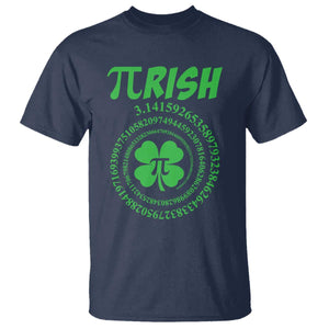Funny St Patricks Day Pi Symbol Lover T Shirt Pirish 3,14 Pi Number Shamrock TS11 Navy Print Your Wear