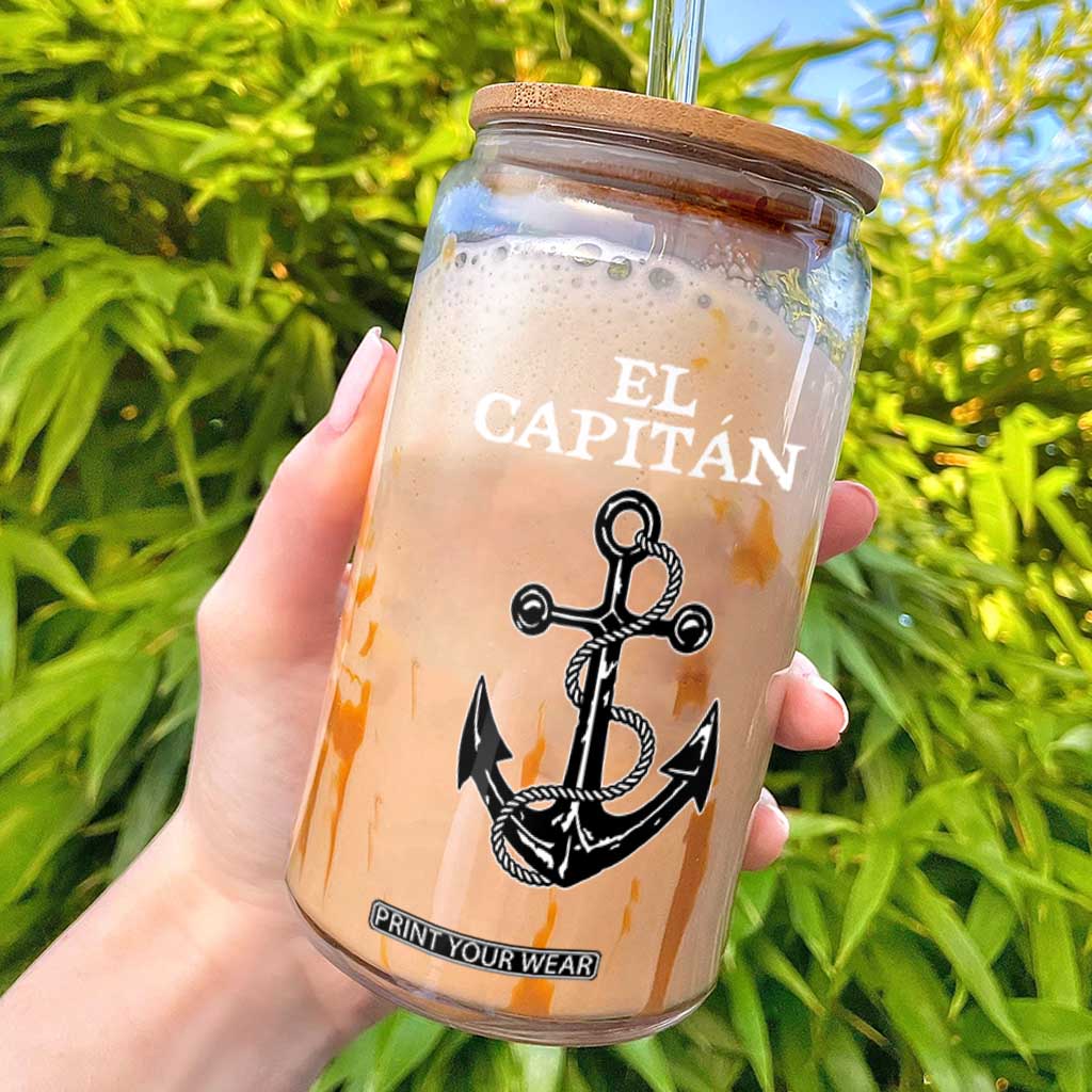 El Capitan Boating Captain Glass Can Funny Boat Sailing Vintage Anchor TS11 Black Print Your Wear