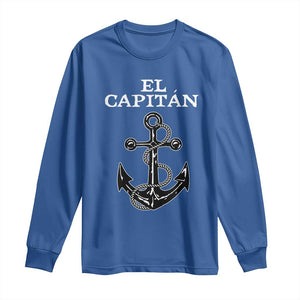 El Capitan Boating Captain Long Sleeve Shirt Funny Boat Sailing Vintage Anchor TS11 Royal Blue Print Your Wear