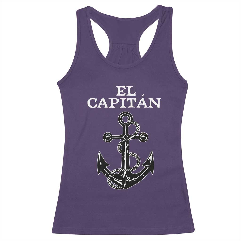 El Capitan Boating Captain Racerback Tank Top Funny Boat Sailing Vintage Anchor TS11 Purple Print Your Wear