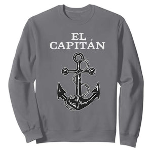 El Capitan Boating Captain Sweatshirt Funny Boat Sailing Vintage Anchor TS11 Charcoal Print Your Wear