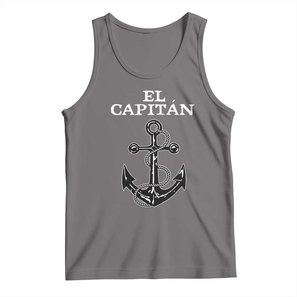El Capitan Boating Captain Tank Top Funny Boat Sailing Vintage Anchor TS11 Deep Heather Print Your Wear