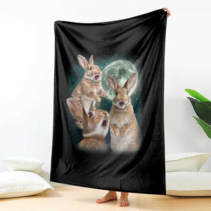 Funny Three Bunny Moon Humorous Rabbit Meme Throw Blanket TS11 Print Your Wear