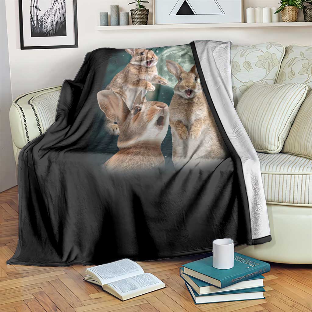 Funny Three Bunny Moon Humorous Rabbit Meme Throw Blanket TS11 Print Your Wear