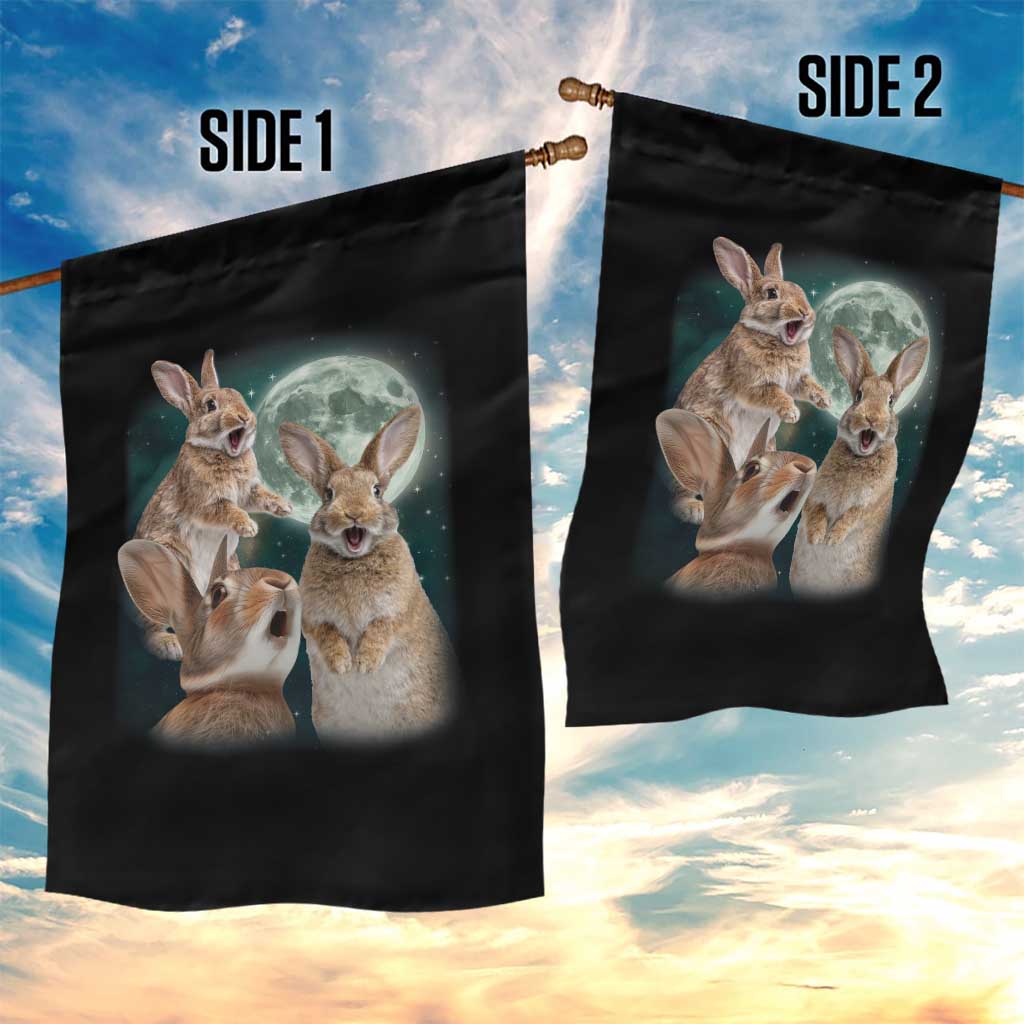 Funny Three Bunny Moon Humorous Rabbit Meme Garden Flag TS11 Print Your Wear