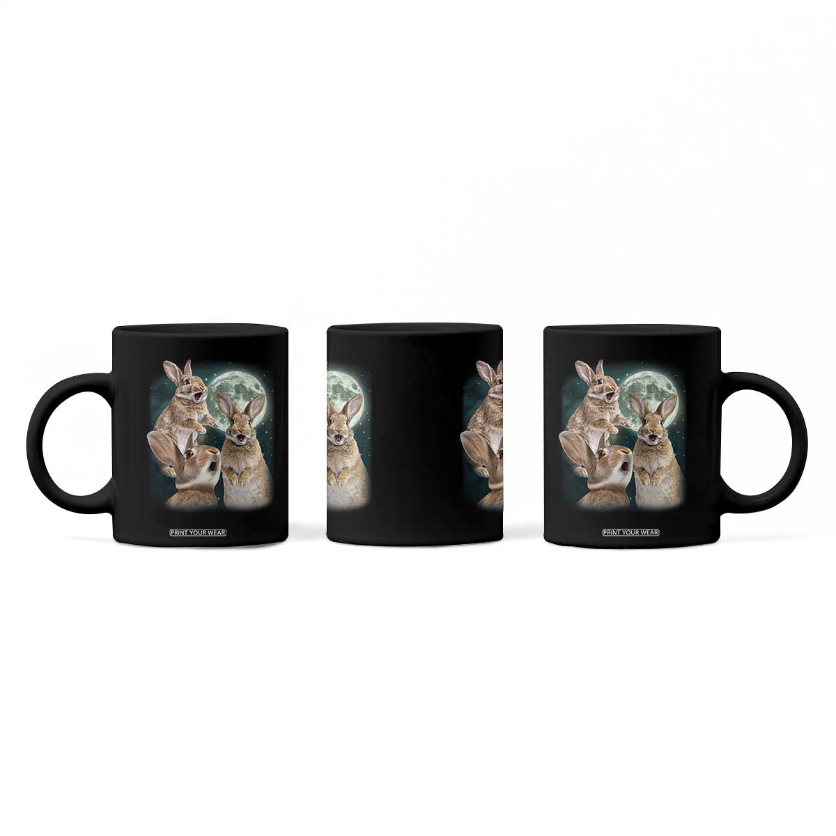 Funny Three Bunny Moon Humorous Rabbit Meme Coffee Mug TS11 Print Your Wear