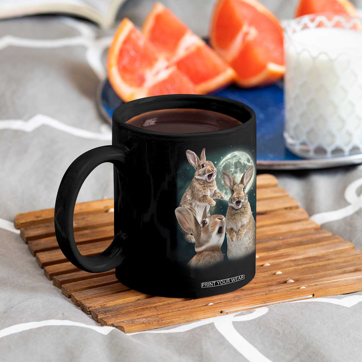 Funny Three Bunny Moon Humorous Rabbit Meme Coffee Mug TS11 Print Your Wear