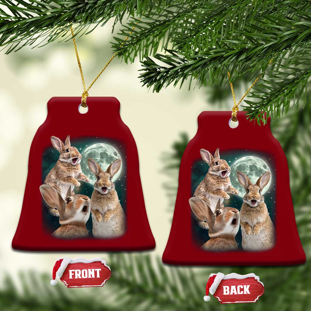Funny Three Bunny Moon Humorous Rabbit Meme Ceramic Ornament TS11 Print Your Wear