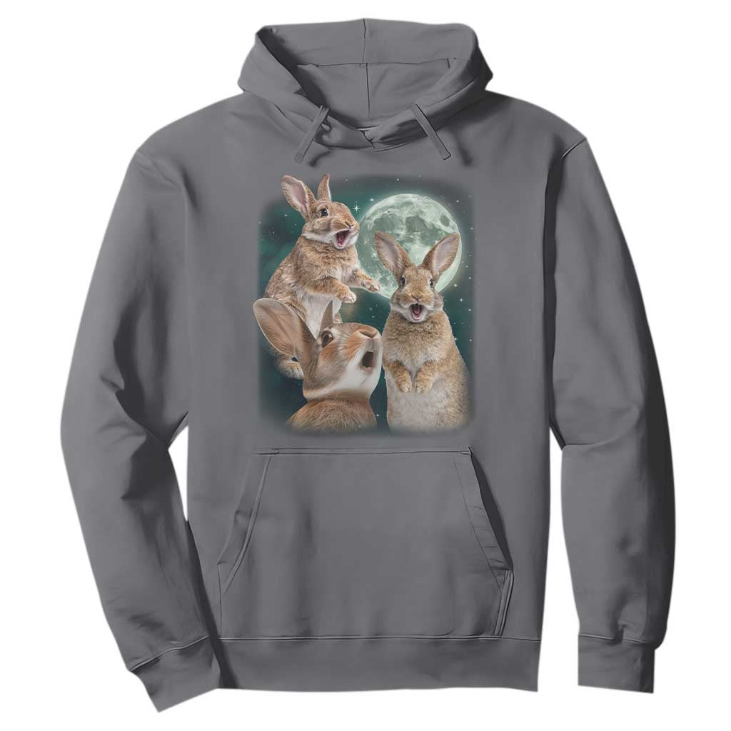 Funny Three Bunny Moon Humorous Rabbit Meme Hoodie TS11 Charcoal Print Your Wear