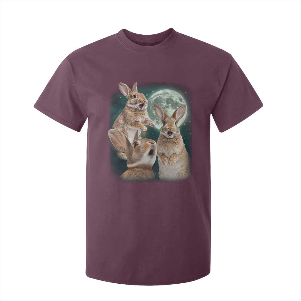 Funny Three Bunny Moon Humorous Rabbit Meme T Shirt For Kid TS11 Maroon Print Your Wear