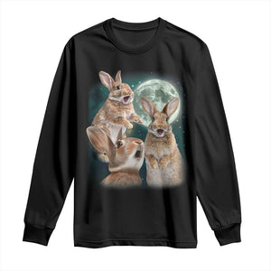 Funny Three Bunny Moon Humorous Rabbit Meme Long Sleeve Shirt TS11 Black Print Your Wear