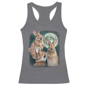 Funny Three Bunny Moon Humorous Rabbit Meme Racerback Tank Top TS11 Charcoal Print Your Wear