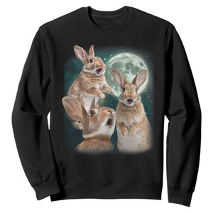Funny Three Bunny Moon Humorous Rabbit Meme Sweatshirt TS11 Black Print Your Wear