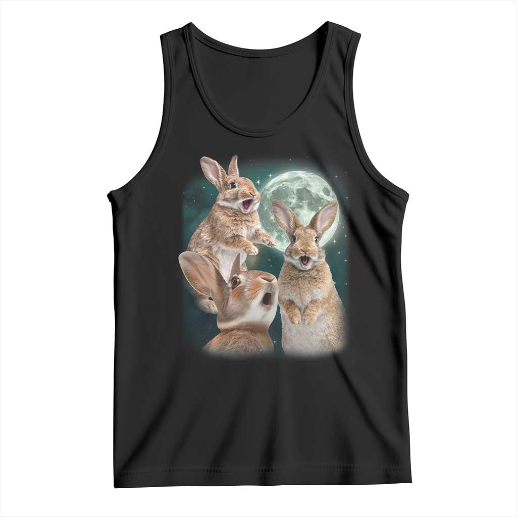 Funny Three Bunny Moon Humorous Rabbit Meme Tank Top TS11 Black Print Your Wear