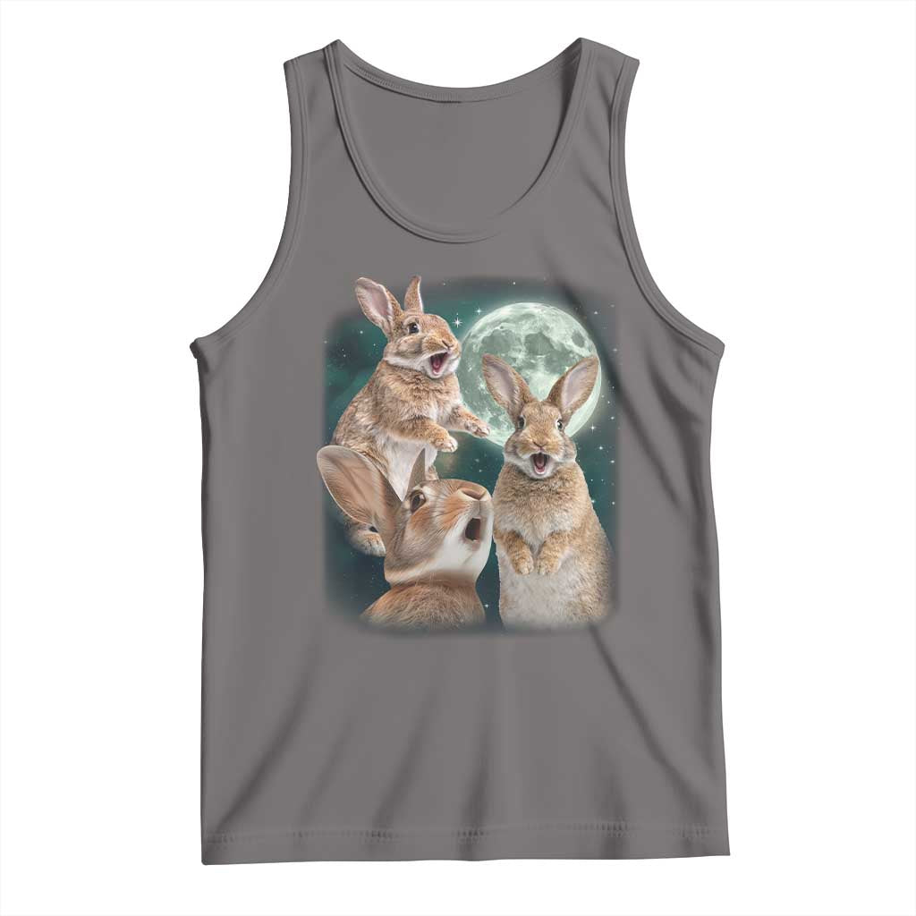 Funny Three Bunny Moon Humorous Rabbit Meme Tank Top TS11 Deep Heather Print Your Wear