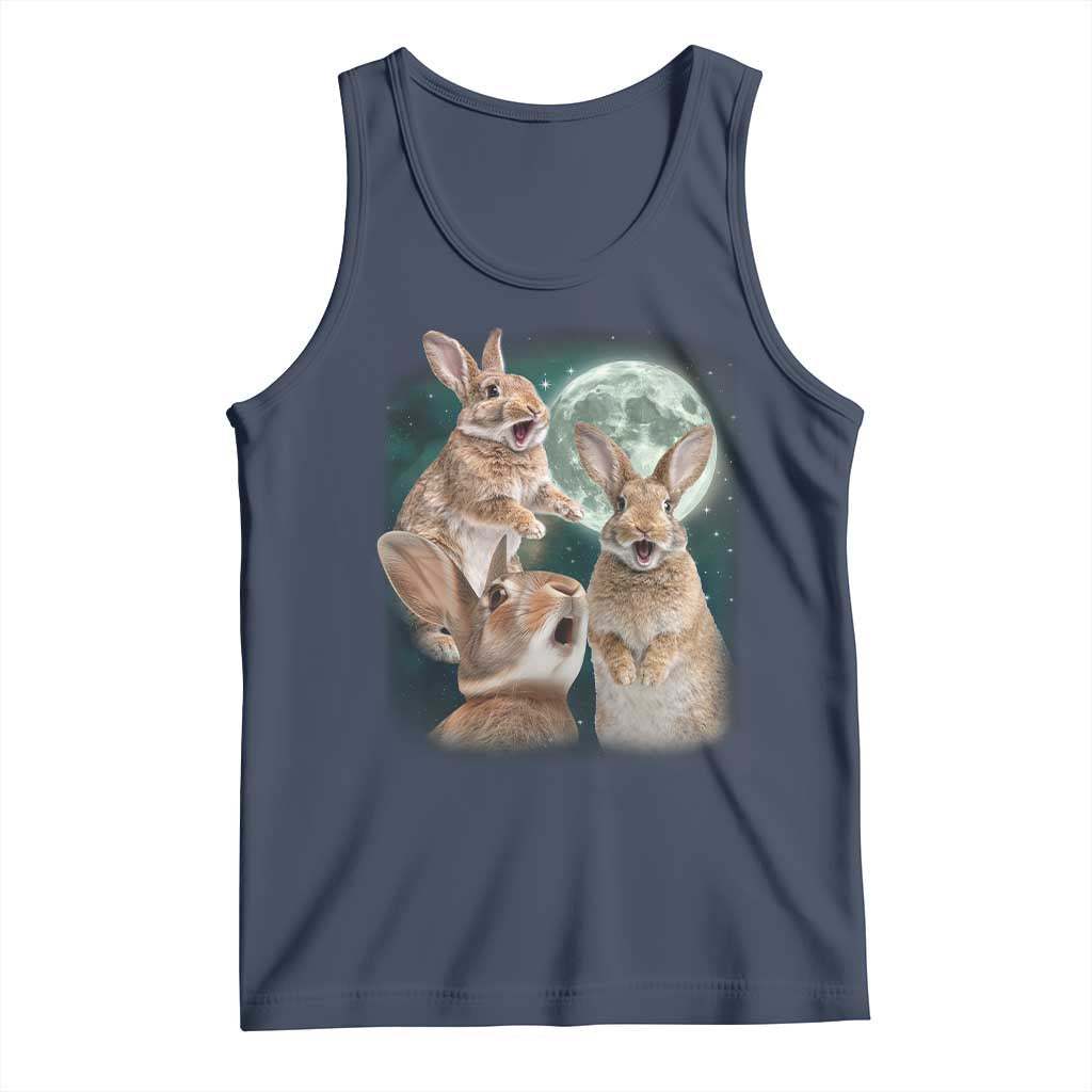 Funny Three Bunny Moon Humorous Rabbit Meme Tank Top TS11 Navy Print Your Wear