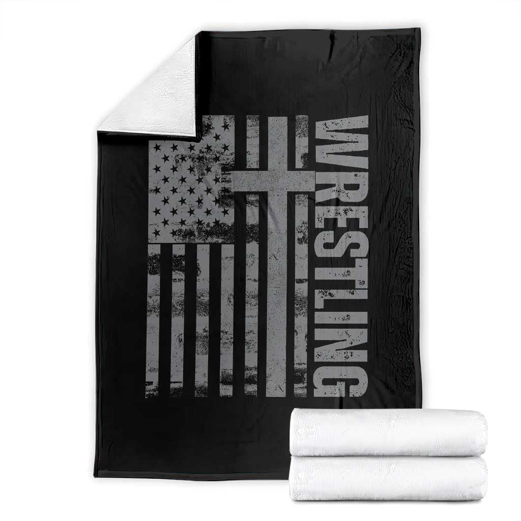 Wrestling Christian Vintage Patriotic American Flag Throw Blanket TS11 Black Print Your Wear